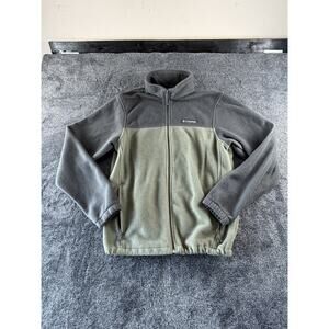 Columbia Sportswear Mens M Full Zip Fleece Jacket Gray Green Colorblock